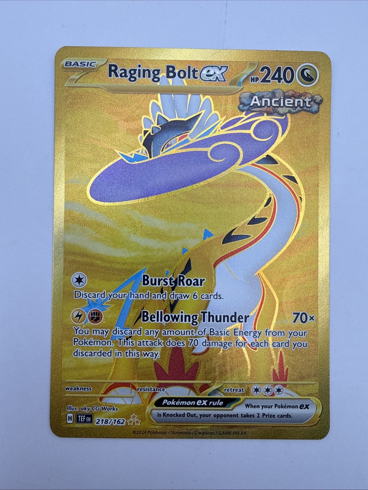 Pokémon Raging Bolt EX 218/162 Hyper Rare SV05: Temporal Forces Full Art Holo NM