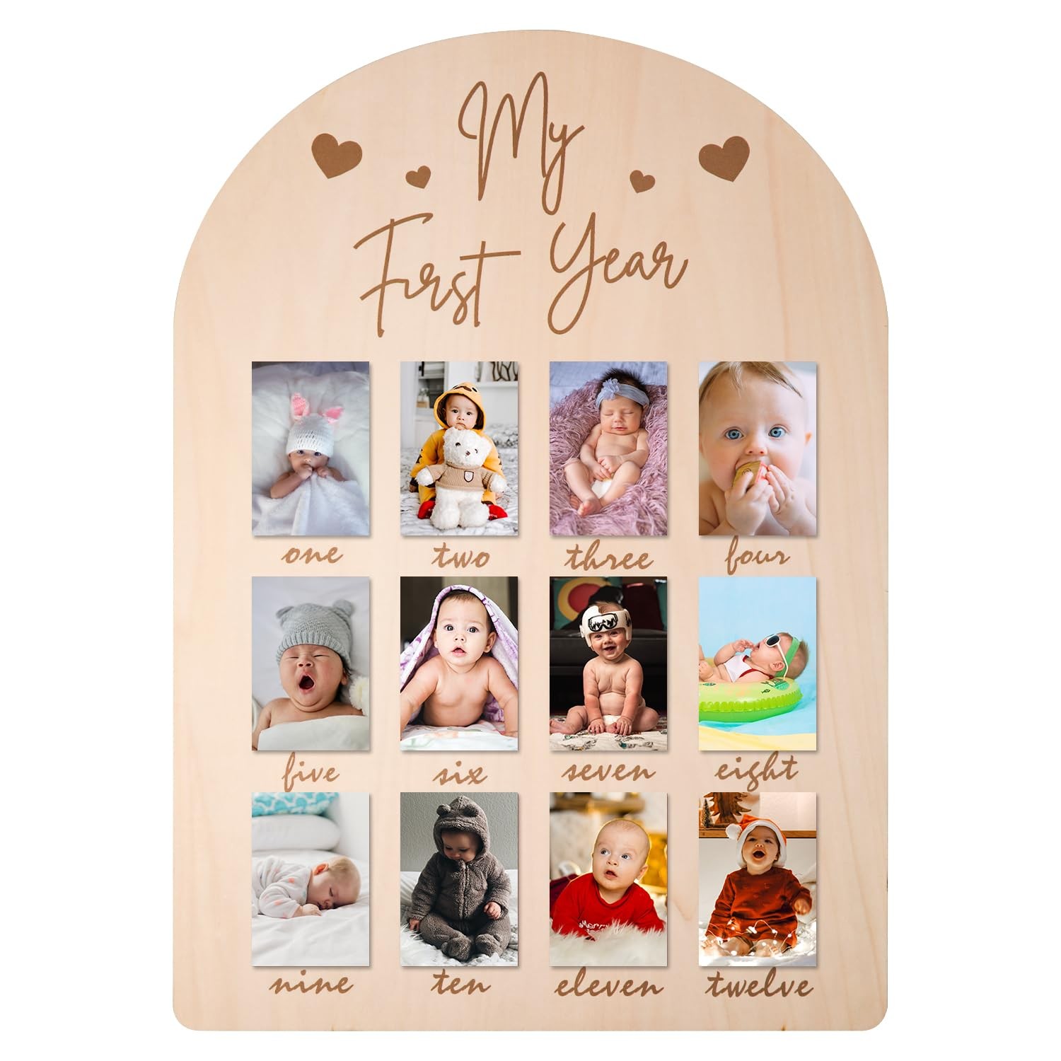Tableau en bois ma première année, cadeau de naissance idéal pour parents