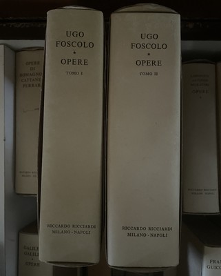 2 LIBRI UGO FOSCOLO OPERE TOMO I + TOMO II 2 BOOKS LIBRO R. RICCIARDI Volumi 2x