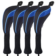 4 Pack Long Neck Golf Hybrid Club Head Covers Dial No. Tag CTMT-01 Black/Blue