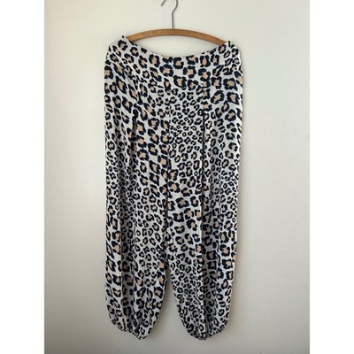 Leopard Print Harem Pants Smocked Waist Boho Chic Lounge Victoria's Secret Boho