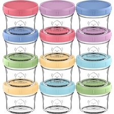 12pk 4oz Glass Baby Food Containers with Lids - Leak-Proof, Microwavable Smal...