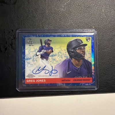 2025 Topps Chrome Platinum Baseball Greg Jones Blue Refractor /99 CPA-GJ