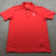 Nike Polo Shirt Mens Medium Red Dri-FIT Performance Tour Golf TPC Sawgrass