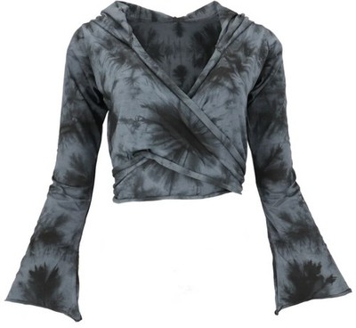 Guru-Shop Langarmshirt Damen Wickeltop, Yogatop, Langarmshirt mit