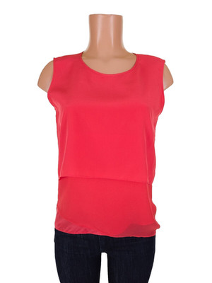 Escada Sport Narlene Tiered Silk Sleeveless Camisole Top 36 US 6 Lobster Red