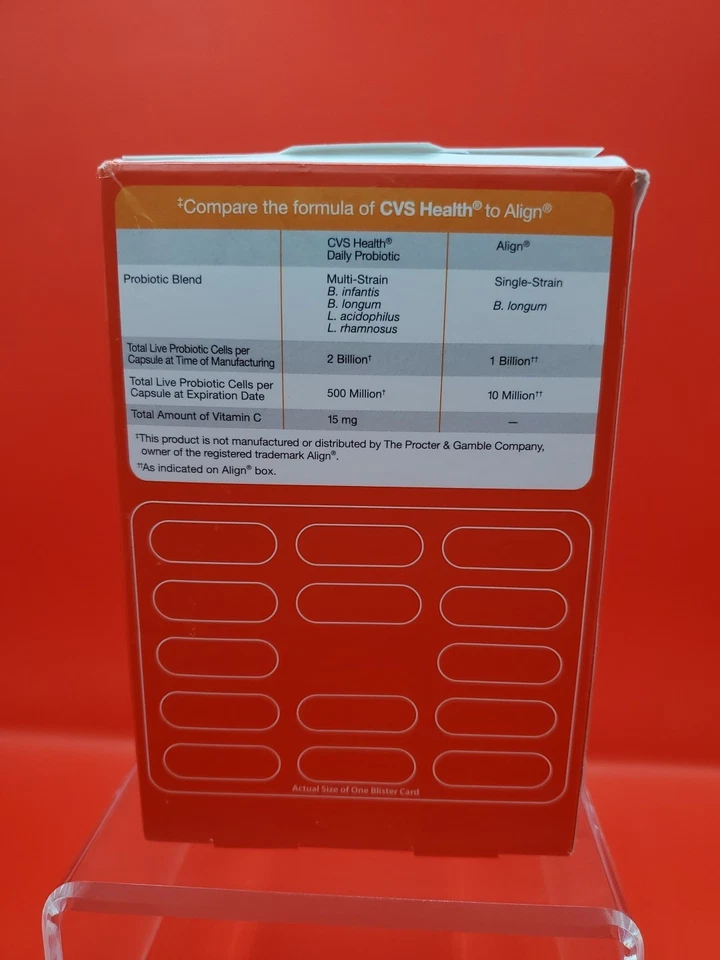 Probiótico diario CVS 2 mil millones de cápsulas de UFC 28 quilates en comparación con Alinear caducidad 26/01 Foto 3 de 4