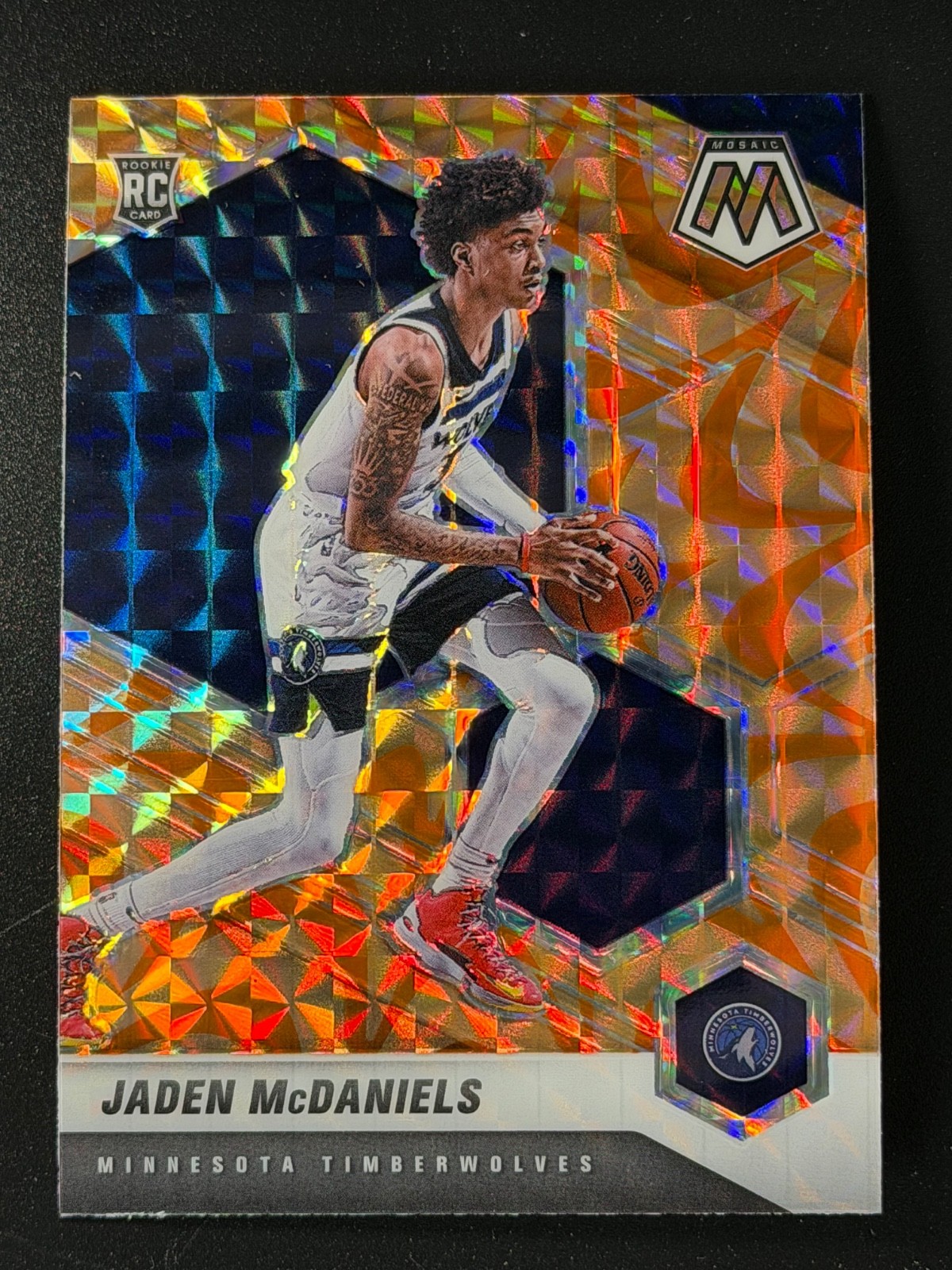 2020-21 Panini Mosaic Mosaic Reactive Orange #235 Jaden McDaniels