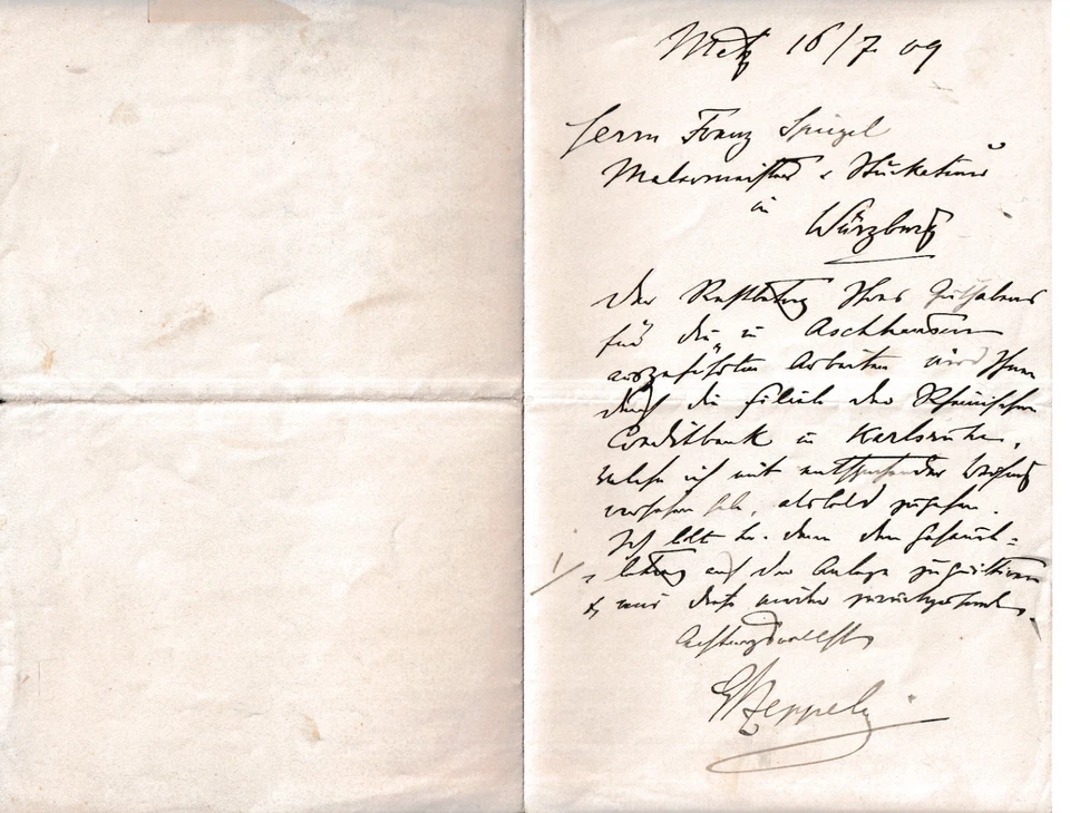 Ferdinand Graf von Zeppelin - Brief von 1909 - original signiert - Bild 2 von 2