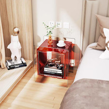 Modern Acrylic Side Table Record Player Table Green/Orange/Red Clear Nightstand