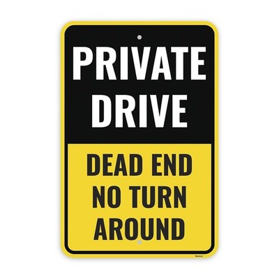 1PC Private Drive Dead End No Turn Around Sign, 18 x 12 Inches - Aluminum - P...