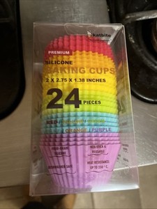 Reusable Silicone Baking Cups 24 Pack - Non-Stick Muffin Cupcake Liners Set, ...