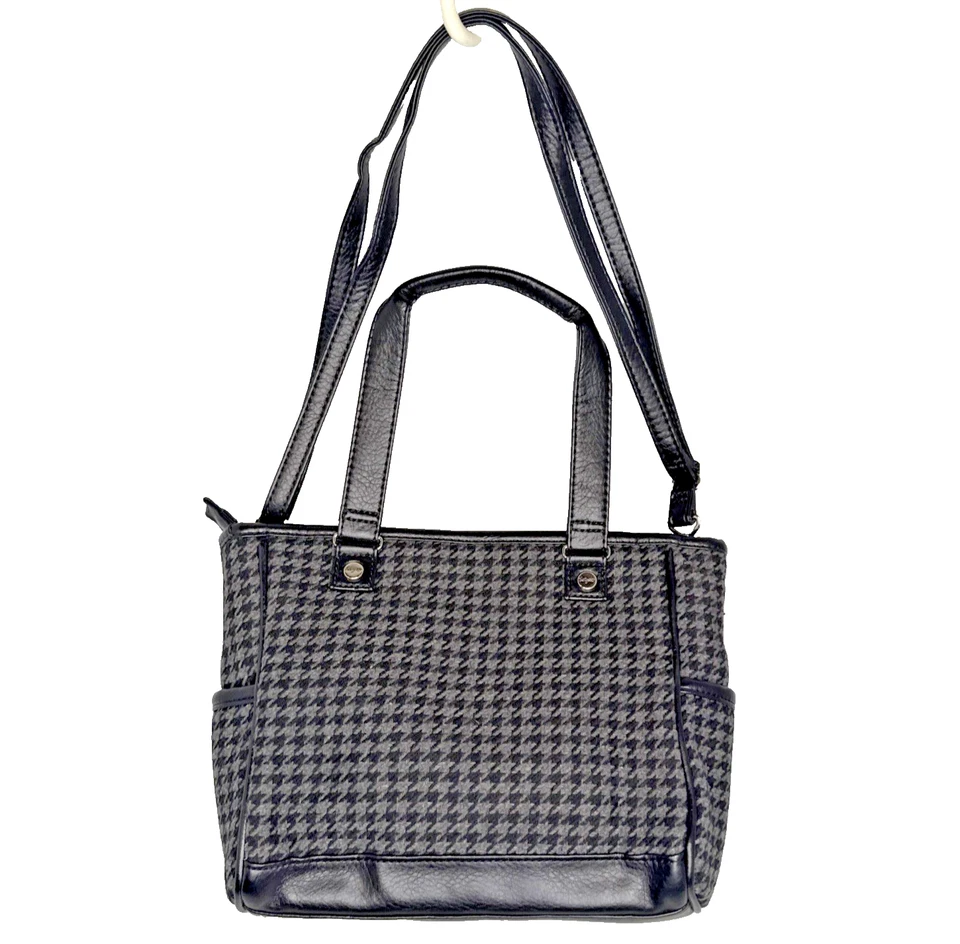 Bolso de Hombro Thirty-One Mini Cindy Pata de Gallo Negro Gris con Correa Bandolera Usado en Excelente Condición Foto 3 de 4