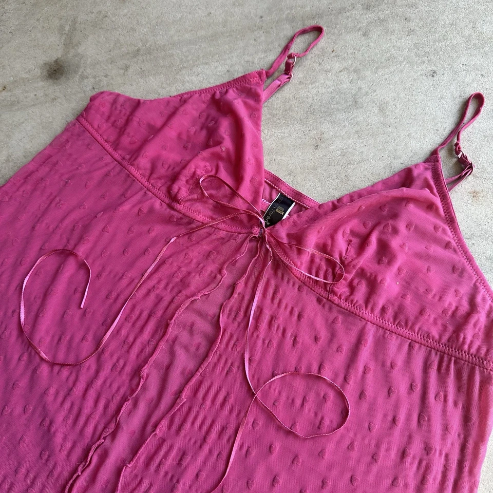 Vestido Babydoll Coqueta Corazón Sin Mangas Estilo Malla Lingere Rosa Para Mujer’s Talla XL Foto 3 de 4