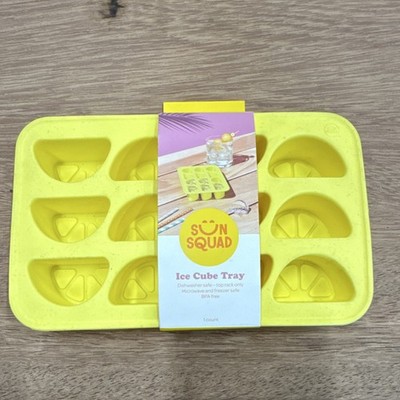 Sun Squad Yellow Silicone Lemon Slice  Ice Cube Tray Dishwasher Microwave Safe