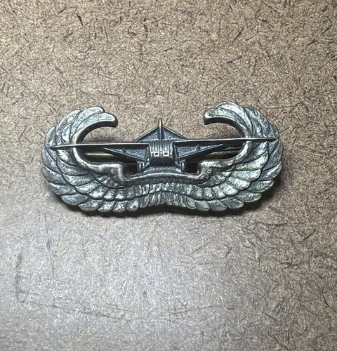 WWII WW2 Era Sterling Silver US Army Airborne Glider Badge Military Wings Pin PB