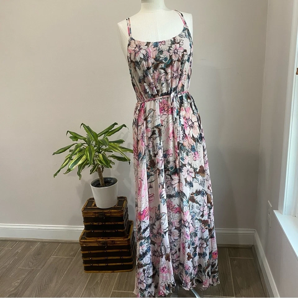 Nuevo con etiquetas Maxi Vestido Floral Plenty Tracey Reese X Anthropologie Fluido Boho Talla L Foto 2 de 4