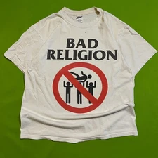 RARE Large 2000s VTG Bad Religion No Stage Diving Band Shirt White Punk Rock y2k
