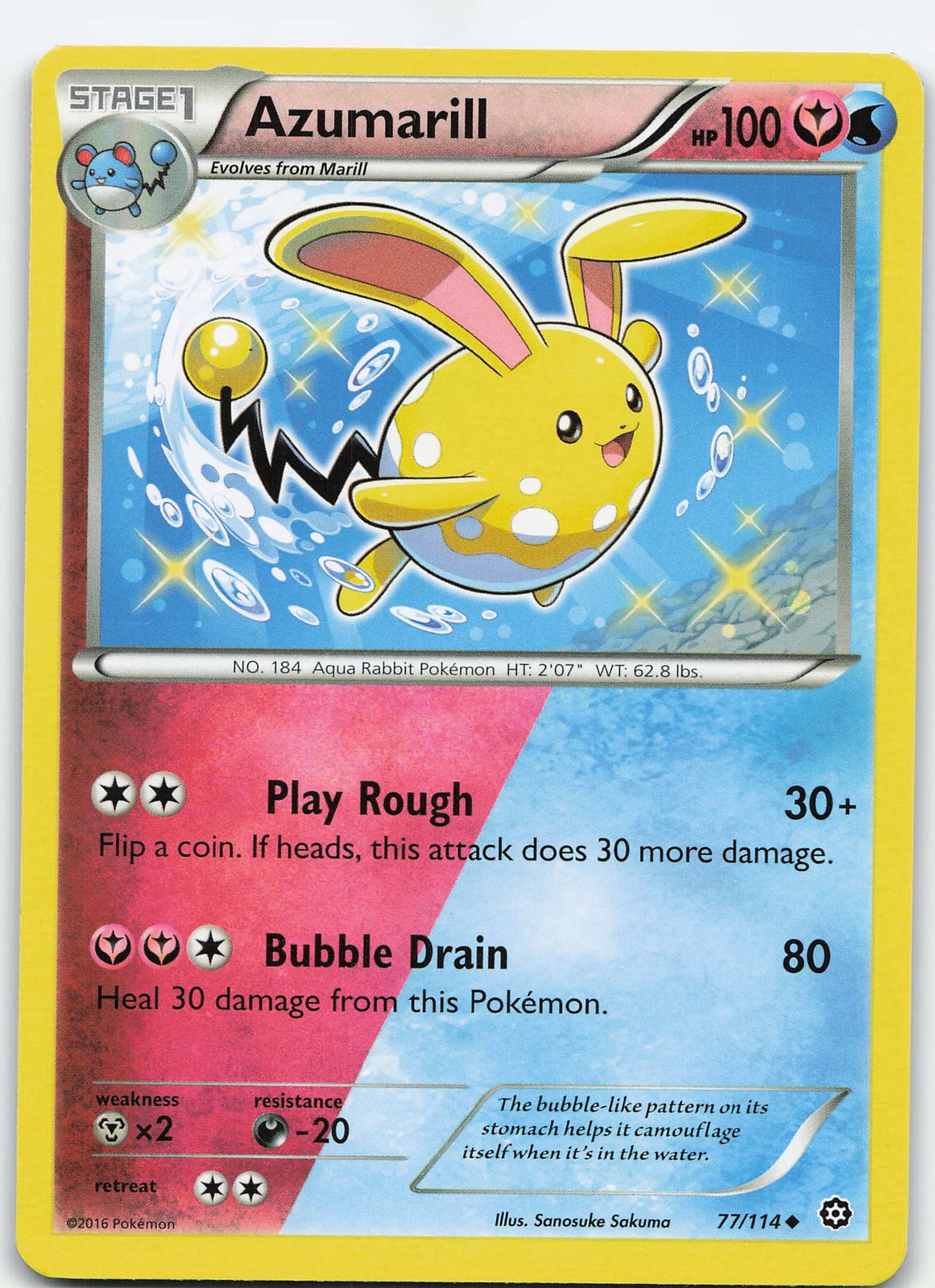 Azumarill 77/114 Uncommon Normal XY - Steam Siege NM Pokémon