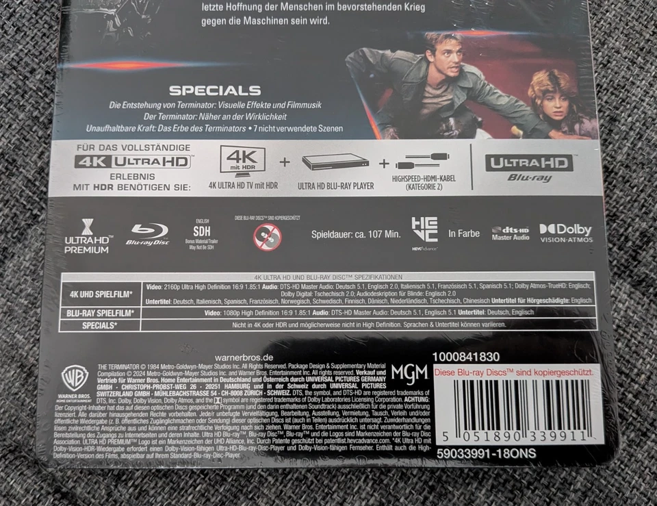 TERMINATOR (1984) 4K ULTRA HD + BLU-RAY STEELBOOK ARNOLD SCHWARZENEGGER *NEU+OVP - Bild 3 von 4