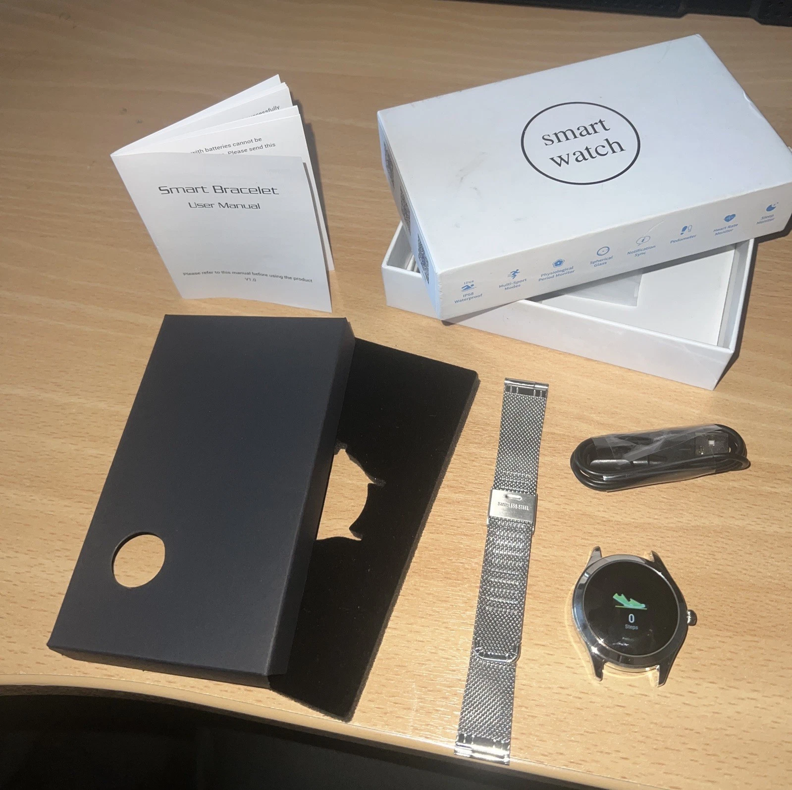 Smart Watch silver Fitness Tracker with Wireless Charging Heart Rate Monitor UK