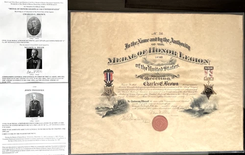 CIVIL WAR/INDIAN MEDAL HONOR LEGION MOH GENERAL MILES/TWEEDALE DOCUMENT SIGNED !