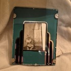 Vtg Art Deco Reverse Glass Picture Frame Black Silver Green Small Desk Decor — photo 1