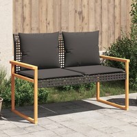 Gartenbank Sitzbank Bank Parkbank Mit Kissen Schwarz Poly Rattan Akazie Vidaxl