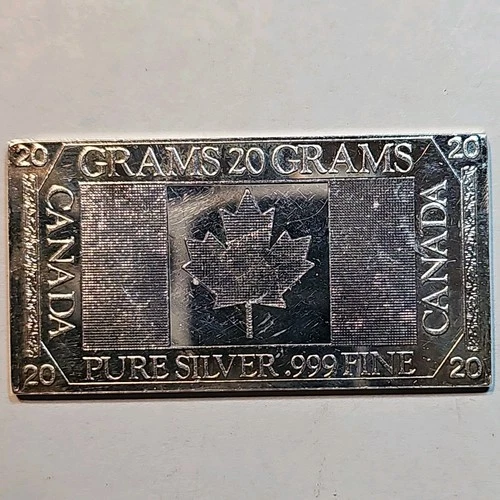 20 g .999 Silver Canada National Flag Art Bar, bullion,