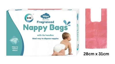 EMERALD MERCHANTS Nappy Bags Disposable Fragranced Tie Handle Scented Baby Nappies Bag Bin Diaper