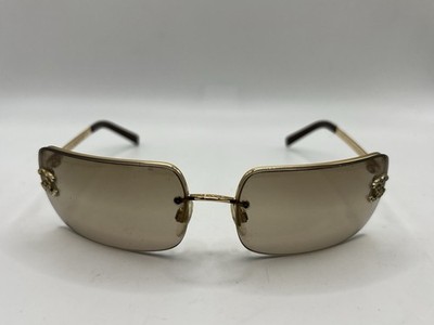 Vintage CHANEL 4092-B c.125/13 Rimless Gold Sunglasses Rhinestone