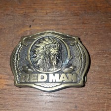 1988 Limited Edition REDMAN Chewing Tobacco Belt Buckle 3" brass 1-3/4 belt