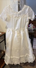 Girls 1st Communion/flower Girl Dress White Size 10 Gloves And Shoes Included