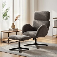 Homcom Sessel Mit Hocker Drehbar HöHenverstellbar Loungesessel Mit Samtoptik