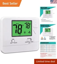 Accurate 1H/1C Non-Programmable Thermostat for Effortless Temperature Control