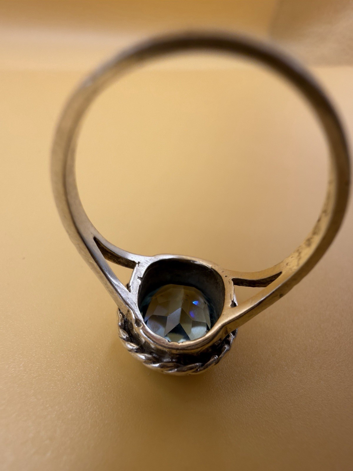 vintage sterling silver oval-cut blue topaz ring Uk size N#146 image 7