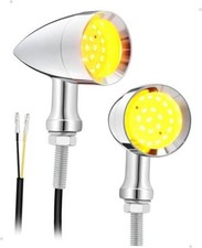 Motorcycle Turn Signals Led 24 LEDs, SMD Mini Size Blinkers with Chrome/Yellow