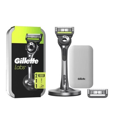 Gillette Labs Rasierer + Peelingstab. Magnetständer/Reiseetui + 2 Patronen.