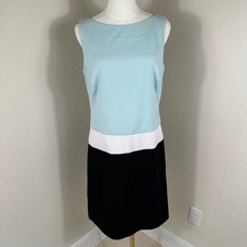 Lauren Ralph Lauren Dress Womens 10 Blue Colorblock Mod Sheath Sleeveless