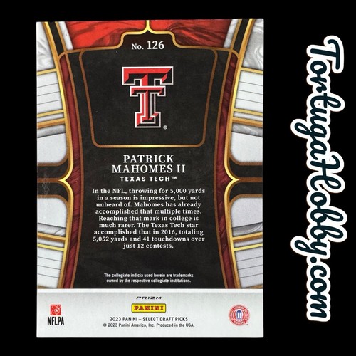 2023 Select Draft Picks Prizms Red Lazer #126 Patrick Mahomes II - Picture 2 of 2