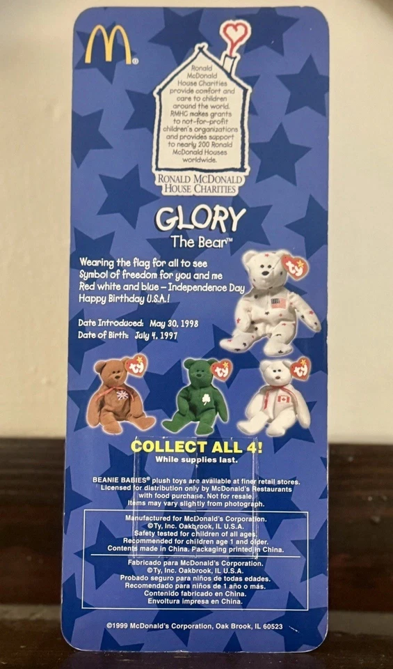 "Glory the Bear" Ty Beanie Baby 1997 Ronald Mcdonald House Charities Multi Error - Image 4 of 4