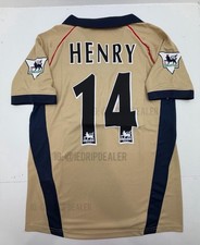 2001/02 Arsenal Retro Away Jersey Henry #14 Vintage Iconic 2002 Yellow Sega