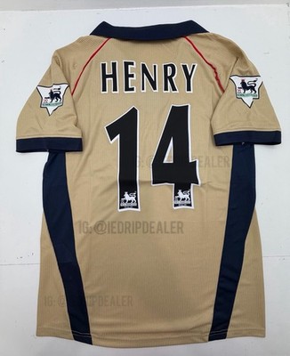 2001/02 Arsenal Retro Away Jersey Henry #14 Vintage Iconic 2002 Yellow Sega