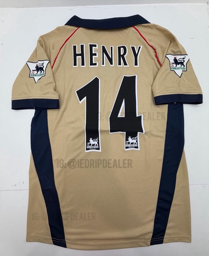 2001/02 Arsenal Retro Away Jersey Henry #14 Vintage Iconic 2002 Yellow Sega