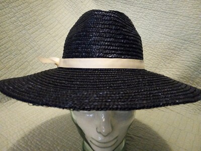 NWOT Women's Medium Kangol Blue Panama Straw Sun Hat W/ Band Deco