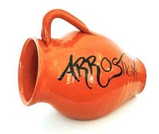 Brocca porta arrosticini da tavola in terracotta smaltata per alimenti con manic