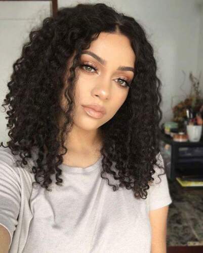 Volle Spitzenperücken kurze Bob Afro kinky lockig echte Echthaarperücke mit Babyhaaren 10"