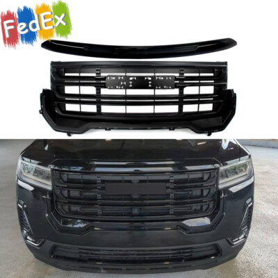 For GMC Acadia 2020-2023 Gloss Black Front Upper Grille Grill Hood Molding Trim