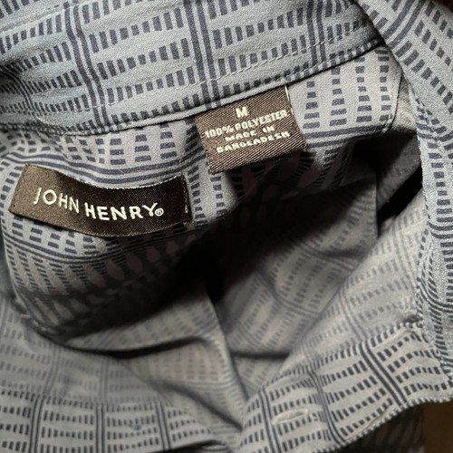 John Henry Men's Short Sleeve Casual Blue/Grey Button up Shirt Size Medium - Picture 4 of 7