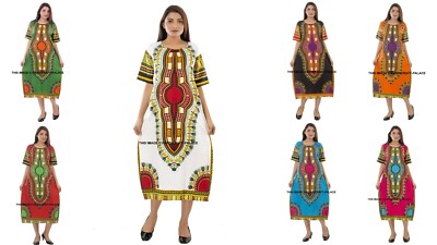afrikanische print dashiki tunika festival party langes kleid tribal kaftan maxi